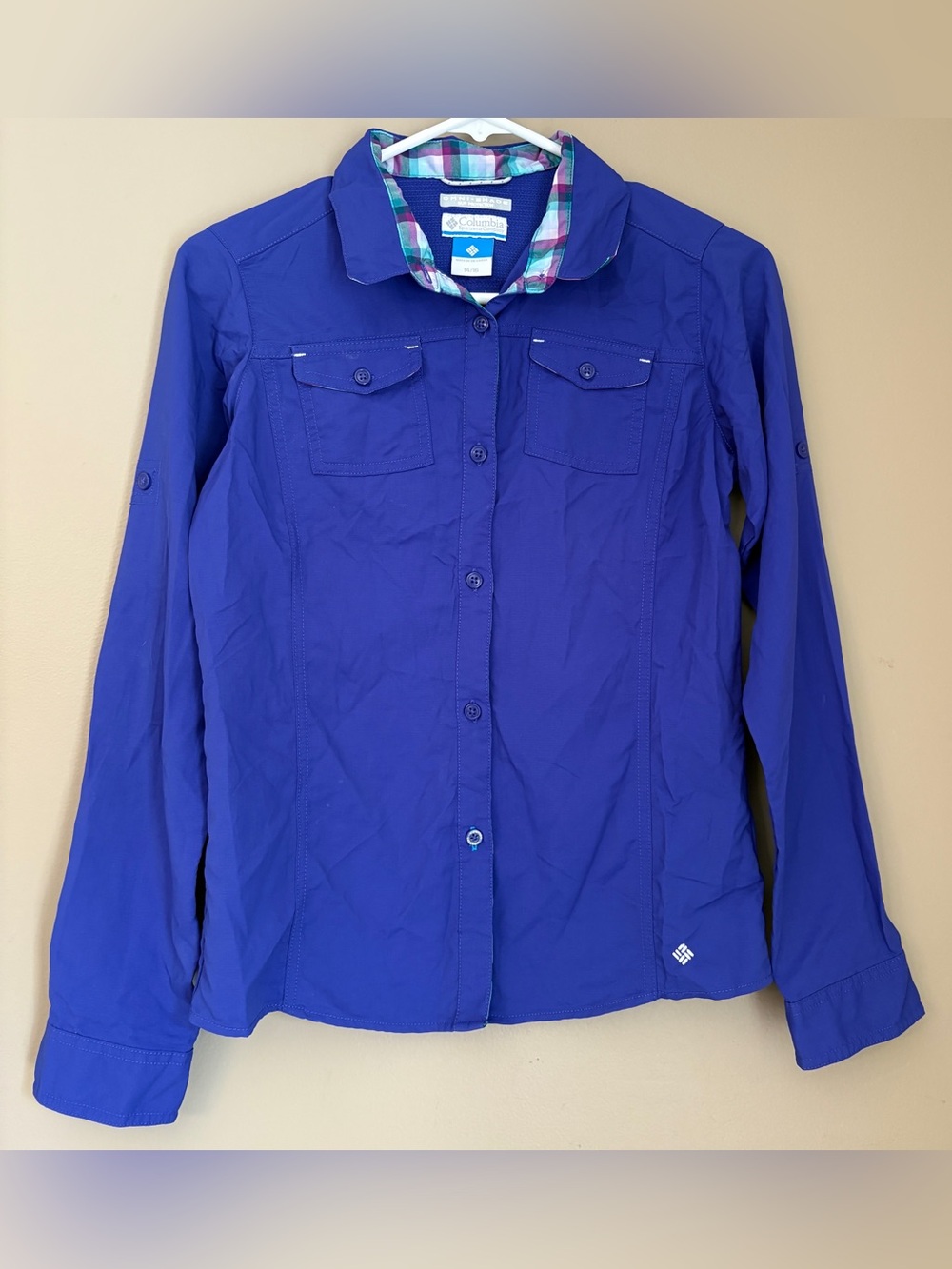 Columbia Omni-Shade Sun Protection L/S Button Up Youth 14/16 Purple